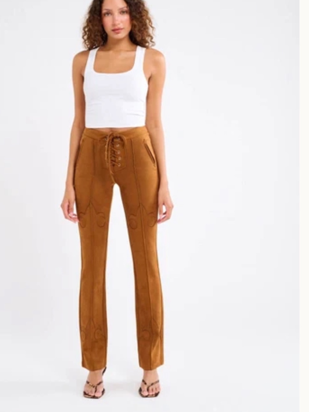 Sold out Rumored Yellowstone Lace-Up faux-Suede Bootcut Pants